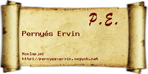 Pernyés Ervin névjegykártya